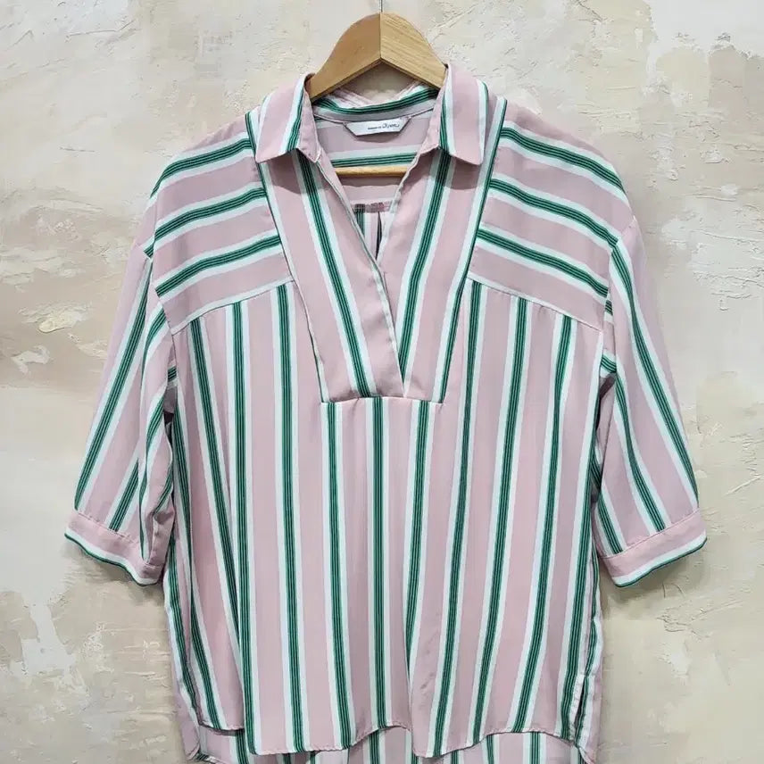 [BUNJANG] ROEM Stripe Shirt Pink / 로엠 스트라이프 셔츠 핑크