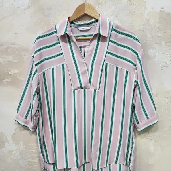 [BUNJANG] ROEM Stripe Shirt Pink / 로엠 스트라이프 셔츠 핑크