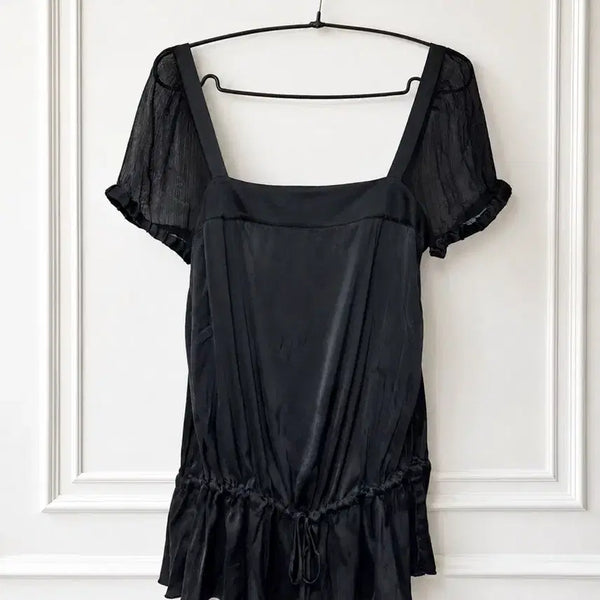 [BUNJANG] Vintage 100% Silk Square Neck Blouse / 미국 빈티지 실크100% 스퀘어넥 블라우스