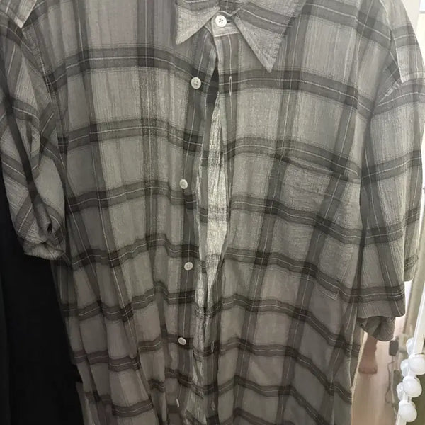 [BUNJANG] HaeChingRoom Overdyed Short Sleeve Check Shirt / 해칭룸 오버다이드 반팔체크셔츠