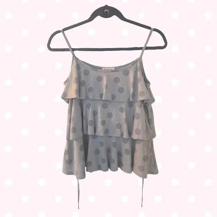 [BUNJANG] Dot Ruffle Camisole - Hime Gyaru Mori Girl Vintage Style / 히메갸루 도트 러플 나시 빈티지 모리걸