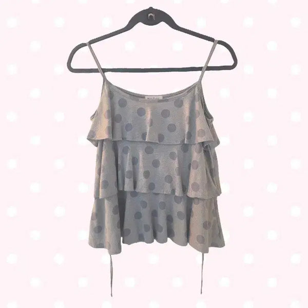 [BUNJANG] Dot Ruffle Camisole - Hime Gyaru Mori Girl Vintage Style / 히메갸루 도트 러플 나시 빈티지 모리걸