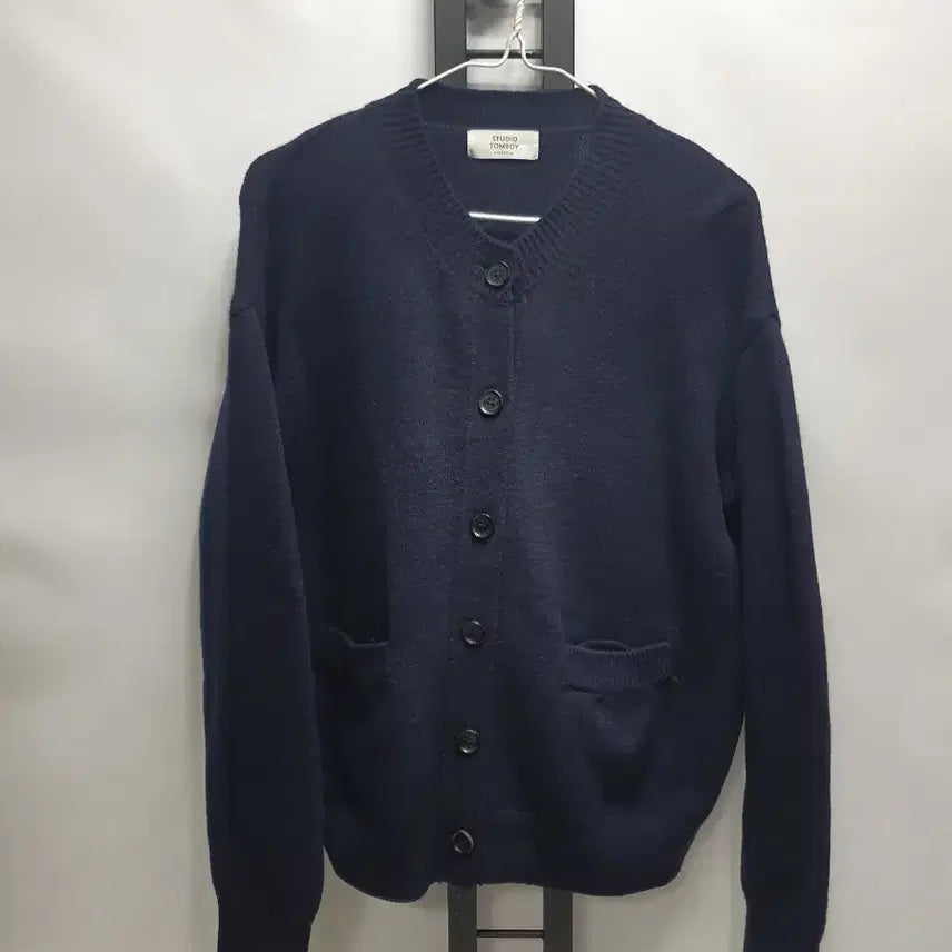 [BUNJANG] Studio Tomboy Henryneck Wool Blend Knit Cardigan Navy / 스튜디오 톰보이 가디건 헨리넥 울블랜드 니트 네이비 f