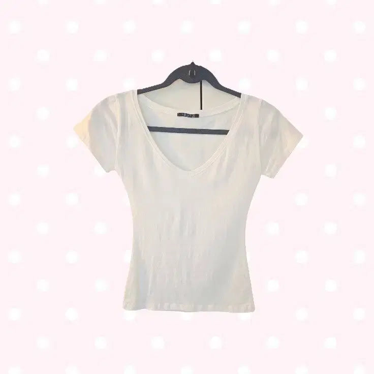 [BUNJANG] Basic Slim V-Neck Short Sleeve T-Shirt / 새상품) 슬림 브이넥 기본 반팔 티 ㅅㅊㅇ 에이블리