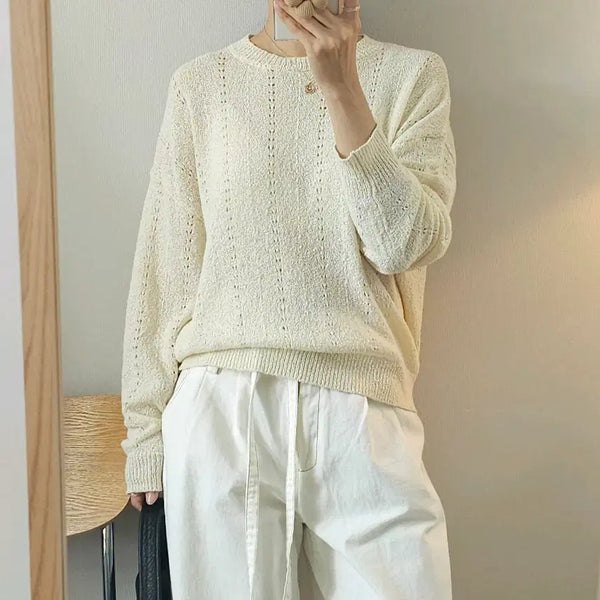 [BUNJANG] 8 Seconds Women's Round Neck Loose Fit Scallop Long Sleeve Knit / (S)에잇세컨즈 여성 라운드넥 루즈핏 스카시 긴팔 니트