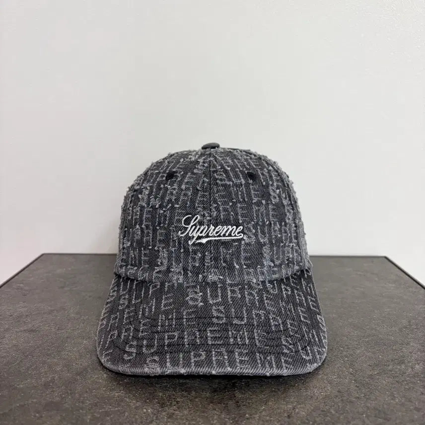[BUNJANG] Supreme Jacquard Denim 6-Panel Cap Black / 슈프림 6패널 볼캡 모자 자카드 데님 블랙 (One Size)