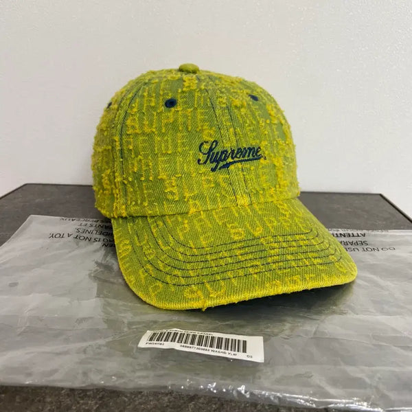 [BUNJANG] Supreme Jacquard Denim 6-Panel Cap Yellow Green / 슈프림 6패널 볼캡 모자 자카드 데님 옐로우 그린 (One Size)