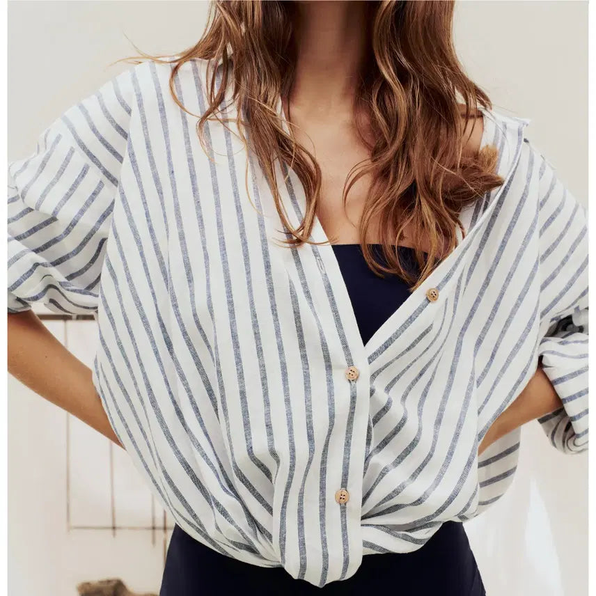 [BUNJANG] ZARA 24SS Women's Linen Blend Roll-Up Shirt - L / 자라) 24ss 여성 린넨 혼방 롤업 셔츠- L
