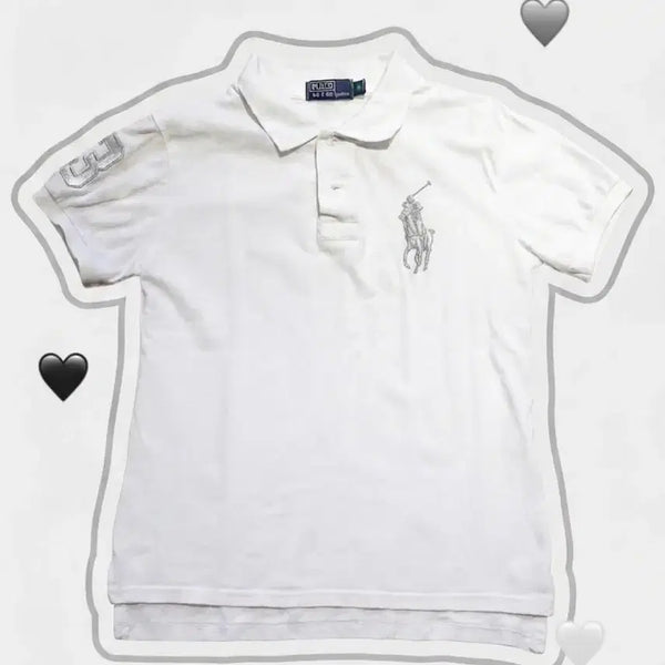 [BUNJANG] Polo Ralph Lauren Big Pony White Silver Logo Polo Shirt / 폴로 랄프로렌 빅포니 카라티 화이트 실버로고 대대장템