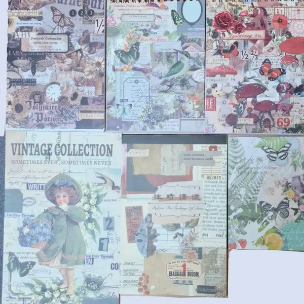 [BUNJANG] Vintage Diary Deco Sticker Book Set (6 Volumes) / 빈티지 다꾸 스티커북 6권
