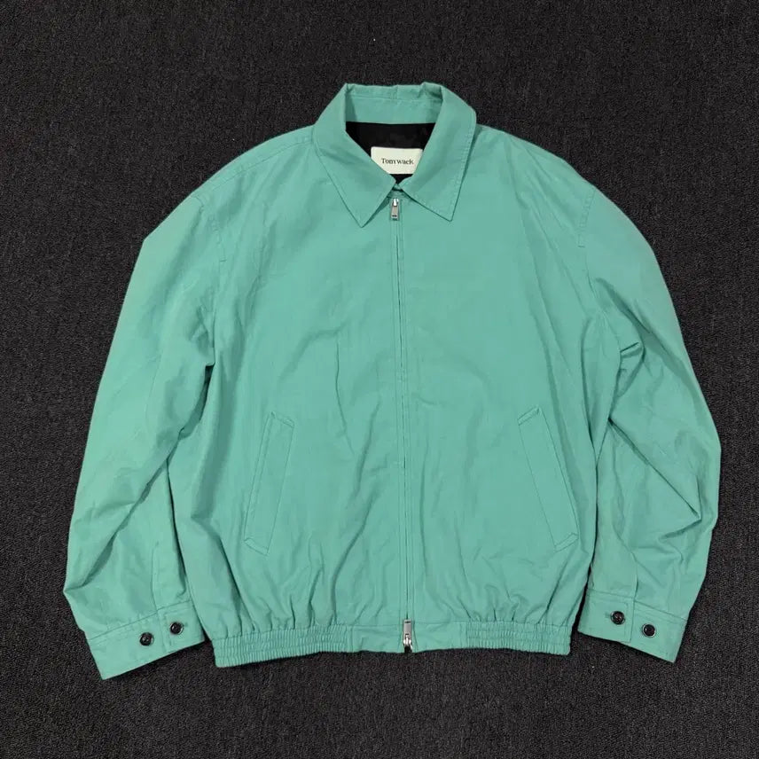 [BUNJANG] Tony Wack Turquoise Washed Cotton Blouson Jacket / 토니웩 터콰이즈 컬러 워시드 코튼 블루종 자켓