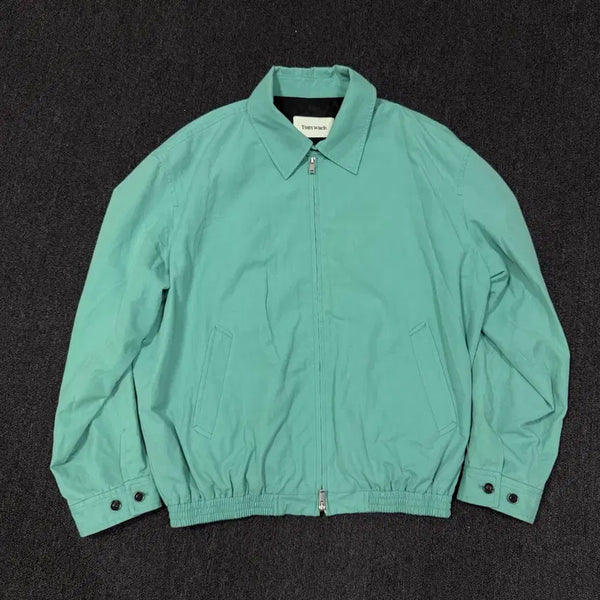 [BUNJANG] Tony Wack Turquoise Washed Cotton Blouson Jacket / 토니웩 터콰이즈 컬러 워시드 코튼 블루종 자켓