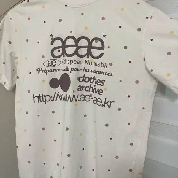 [BUNJANG] Aeae Color Dot Short Sleeve T-Shirt White / Aeae 웹로고 컬러 도트 반팔 티셔츠