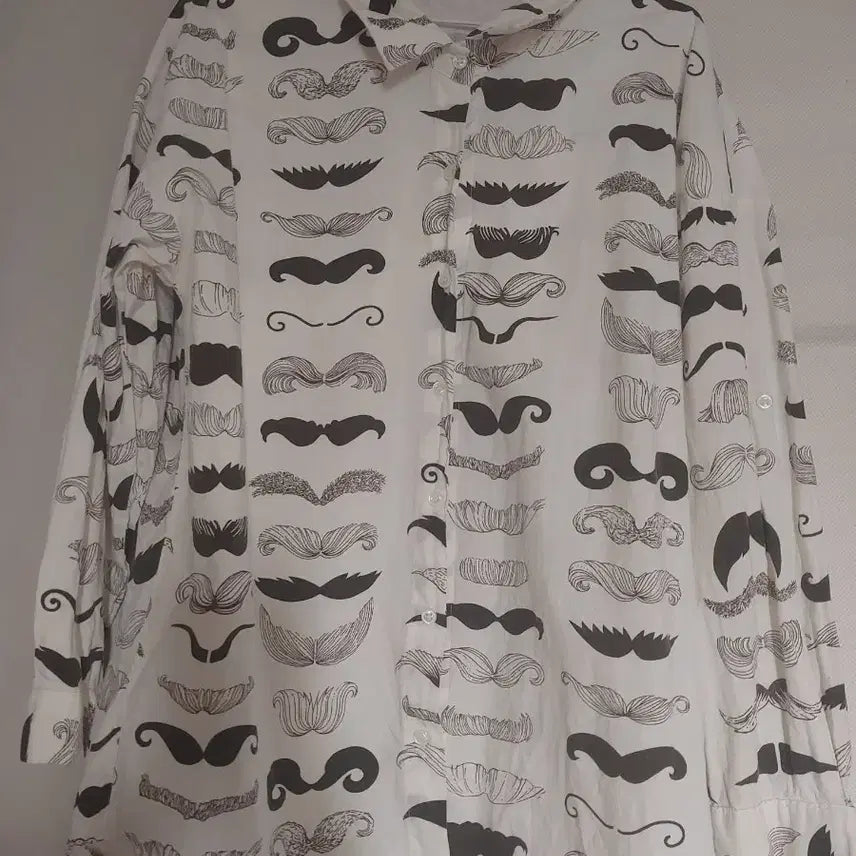 [BUNJANG] SUCIA Saint Anne's Mustache Pattern Long Shirt / SUCIA 세인트앤느 수염 패턴 롱셔츠 Cotton 100%