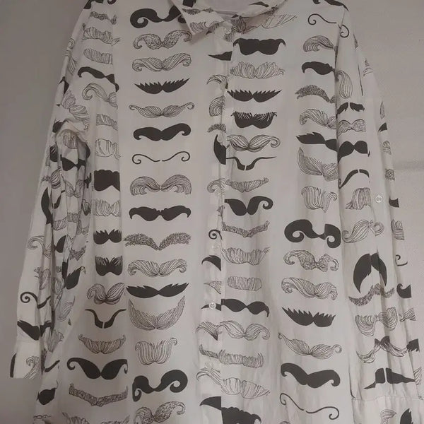[BUNJANG] SUCIA Saint Anne's Mustache Pattern Long Shirt / SUCIA 세인트앤느 수염 패턴 롱셔츠 Cotton 100%