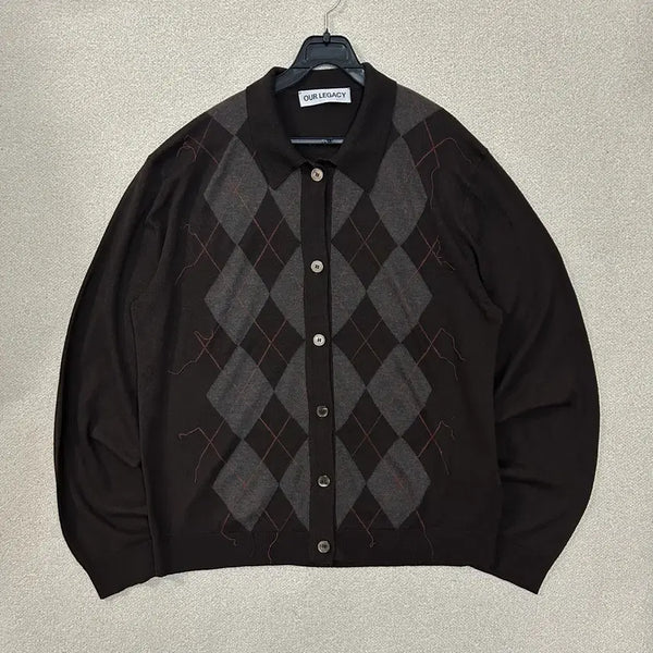 [BUNJANG] Our Legacy Evening Polo Argyle Pattern Cardigan / (52) 아워레가시 이브닝 폴로 아가일 패턴 가디건