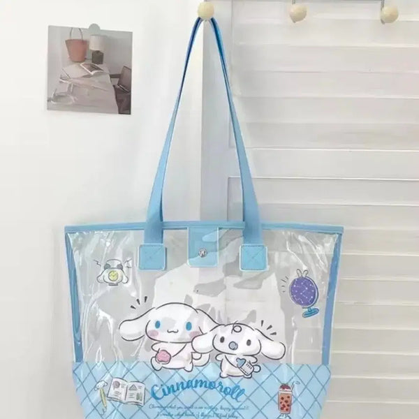 [BUNJANG] Sanrio Cinnamoroll Transparent PVC Beach Bag Shoulder Bag / 수입 산리오 시나모롤 투명 PVC 비치백 숄더백 가방