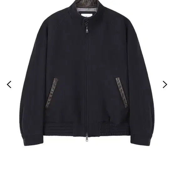[BUNJANG] Artifects Leather Collar Wool Harrington Jacket Navy M / 아트이프액츠 레더 칼라 해링턴 자켓 네이비 M