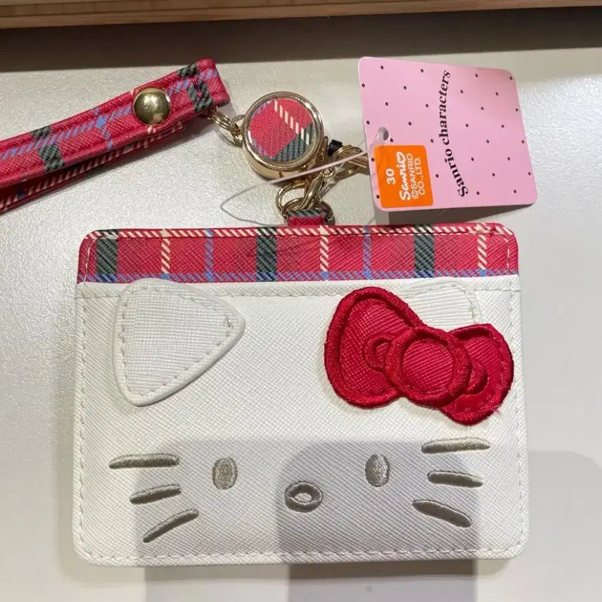 [BUNJANG] Sanrio Hello Kitty Quilted Card Holder with Keychain / 산리오 헬로키티 퀼트 키티 카드지갑 릴패스 릴 지갑 파우치 키링