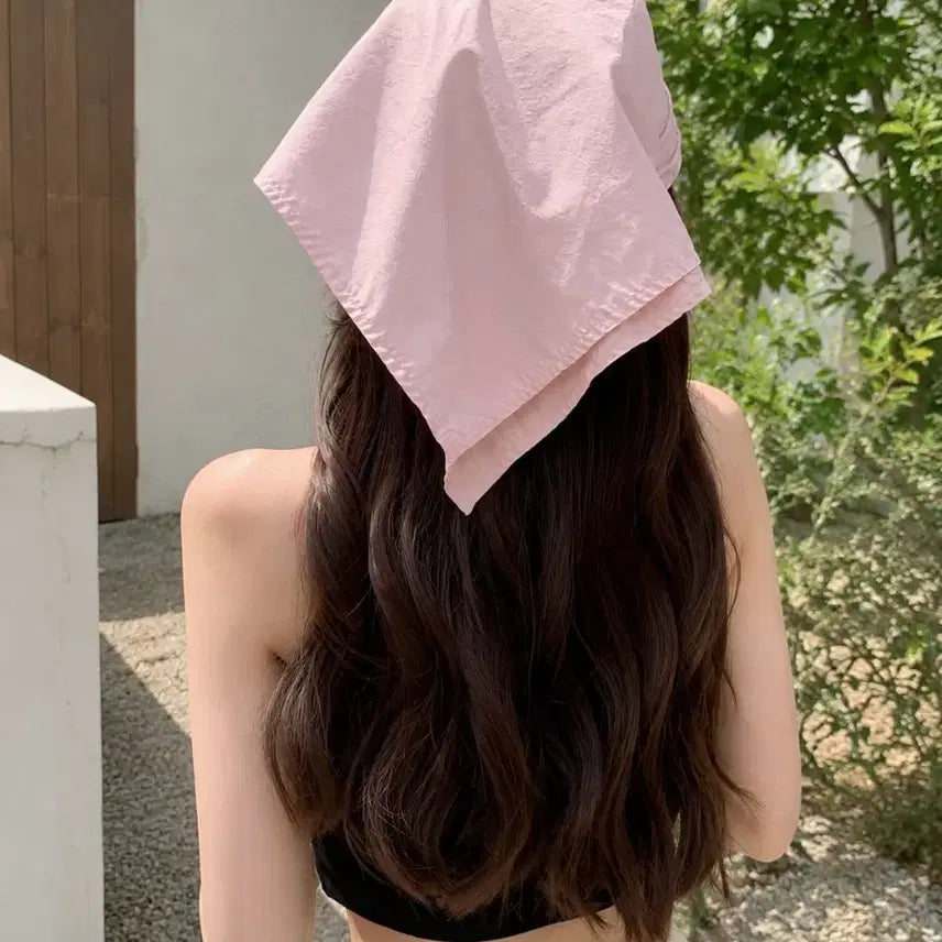 [BUNJANG] Pink Scarf Ball Cap Sun Visor / 핑크색 스카프 볼캡 선쉴드
