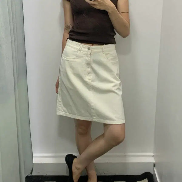 [BUNJANG] Ralph Lauren Ivory Midi Skirt / 랄프로렌 아이보리 미디스커트