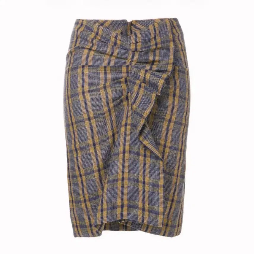 [BUNJANG] Isabel Marant Linen Checked Midi Skirt Size 36 / 이자벨마랑 린넨 퍼를 체크스커트 36