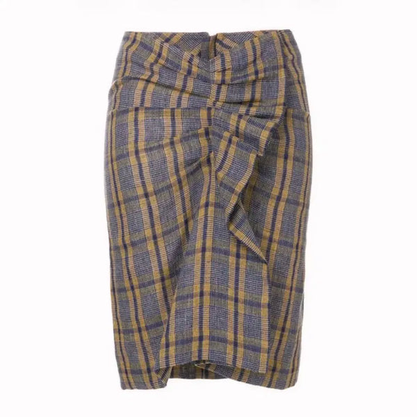 [BUNJANG] Isabel Marant Linen Checked Midi Skirt Size 36 / 이자벨마랑 린넨 퍼를 체크스커트 36