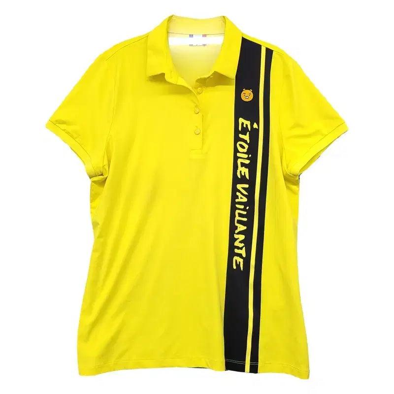 [BUNJANG] CASTELBAJAC Printing Yellow Golf Short Sleeve Polo Shirt / 까스텔바작 프린팅 옐로우 골프 반팔 카라티 100