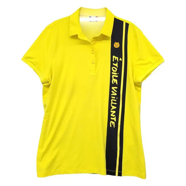 [BUNJANG] CASTELBAJAC Printing Yellow Golf Short Sleeve Polo Shirt / 까스텔바작 프린팅 옐로우 골프 반팔 카라티 100