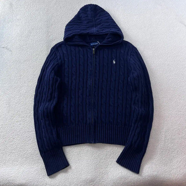 [BUNJANG] Polo Ralph Lauren Cable Knit Hoodie Zip-Up XL / W 100 폴로랄프로렌 꽈배기 니트 후드집업 #263
