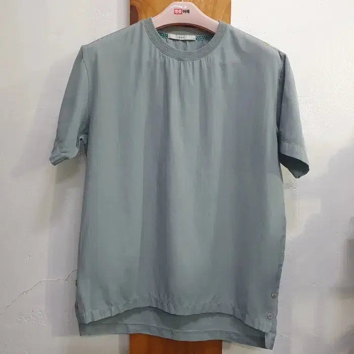 [BUNJANG] BON Men's Linen Tencel Blend Short Sleeve T-Shirt Mint Grey / BON 본 남성 린넨 텐셀 혼방 반팔 티셔츠 95