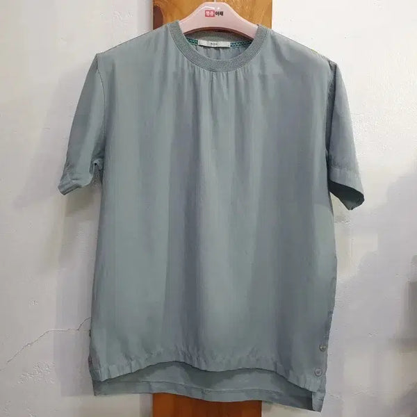 [BUNJANG] BON Men's Linen Tencel Blend Short Sleeve T-Shirt Mint Grey / BON 본 남성 린넨 텐셀 혼방 반팔 티셔츠 95