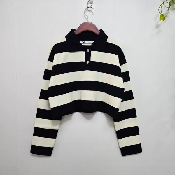 [BUNJANG] Zara Striped Crop Knit Sweater XS / 자라  스트라이프 크롭 니트 XS사이즈