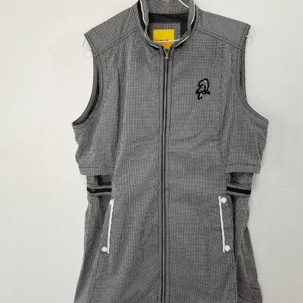 [BUNJANG] Macau Gingham Check Sleeveless Zip-Up Vest / 마카우 깅엄 체크 민소매 집업 조끼