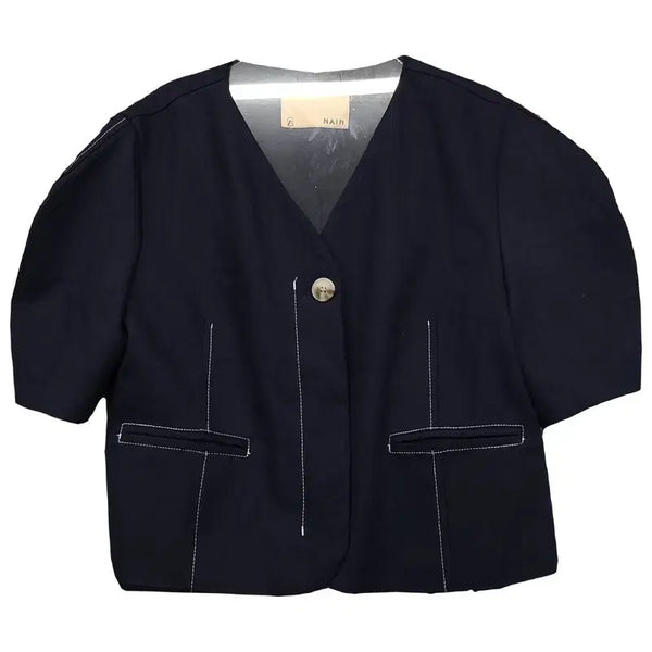 [BUNJANG] NAIN Navy Short Sleeve Jacket Free Size / 나인 네이비 반팔 자켓 F