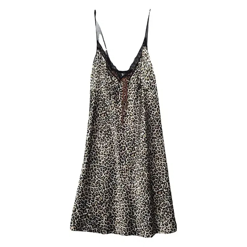 [BUNJANG] Vintage Mori Leopard Print Camisole Slip Dress / 빈티지 모리 호피패턴 나시 슬립 원피스
