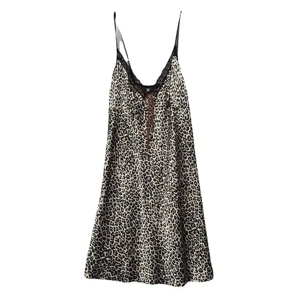 [BUNJANG] Vintage Mori Leopard Print Camisole Slip Dress / 빈티지 모리 호피패턴 나시 슬립 원피스