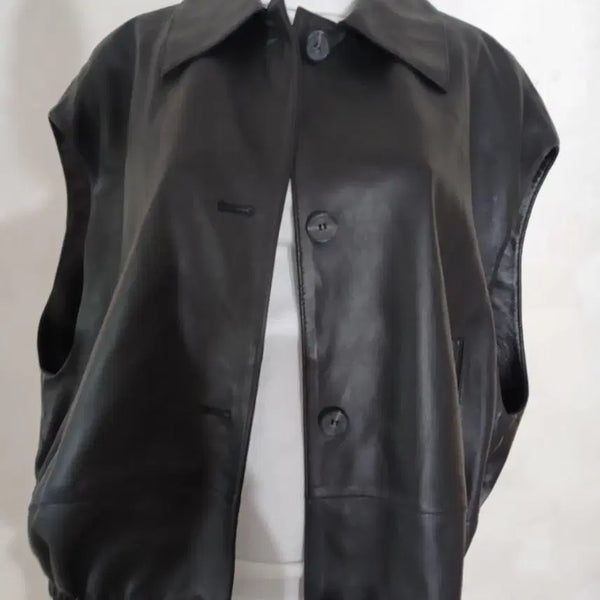 [BUNJANG] Edge Natural Lambskin Leather Loose Jacket / 023 엣지 천연 양가죽 루즈 자켓