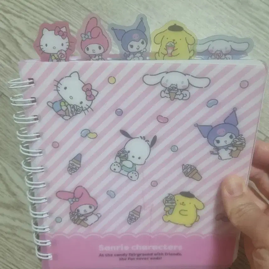 [BUNJANG] Sanrio Characters Pink Striped Notebook / 산리오 캐릭터 핑크 줄무늬 노트