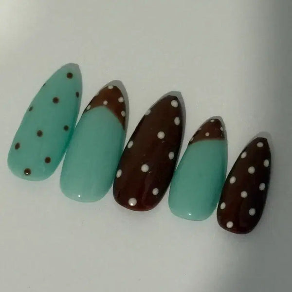 [BUNJANG] Mintcore Dot Handmade Nail Tips / 민트코어 도트 수제 네일팁