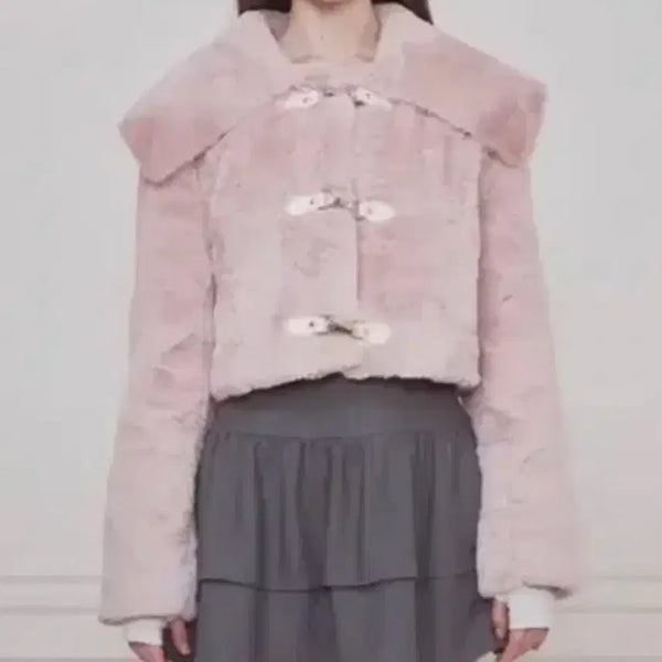 [BUNJANG] Not Your Roses Bebe Sailor Faux Fur Jacket Pink / 낫유어로즈 베베 세일러 퍼 자켓 핑크