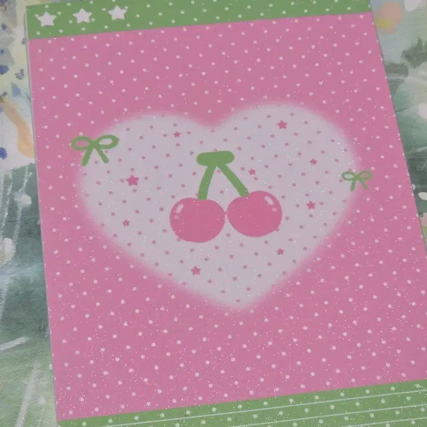 [BUNJANG] Pastel Pink Cherry A6 Diary Journal / 파스텔 핑크 체리 제본 다이어리 A6 노트 y2k 90년대 고전 일기장