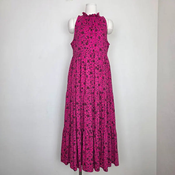 [BUNJANG] Universal Thread India Cotton Tiered Maxi Dress Fuchsia Pink / 인디아 코튼 핫핑크 티어드 롱 원피스 미국빈티지