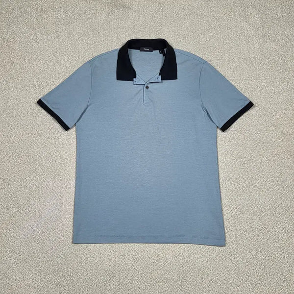 [BUNJANG] Theory Color-Block Collar Pique Short-Sleeve T-Shirt / [띠어리] 배색 카라 피케 반팔 티셔츠 | S00565