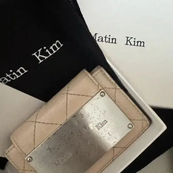 [BUNJANG] Matinkim Quilting Logo Cardholder Beige / *급전* 마뗑킴 카드지갑 베이지