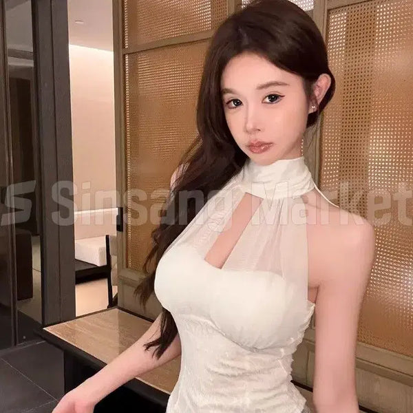 [BUNJANG] Lace Spaghetti Strap Tank Top with Built-in Pads / [빠른발송] 쫀쫀 레이스 훌터렉 나시 봄 섹시 패드O