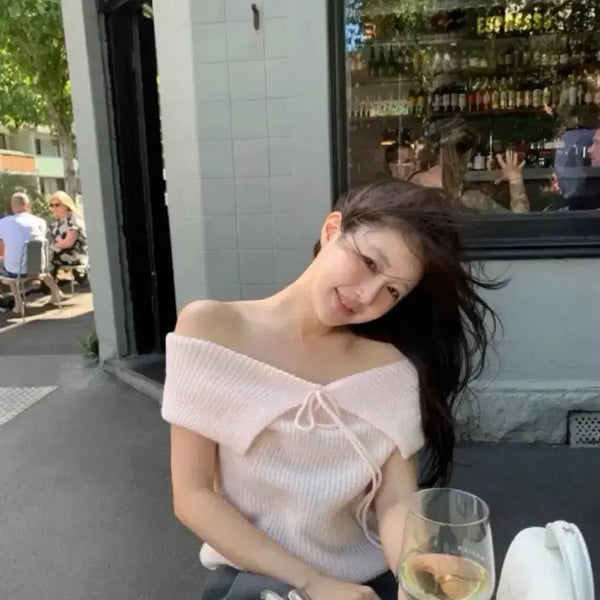 [BUNJANG] Lily Cots Off-Shoulder Sleeveless Pink Top / 릴리코츠 오프숄더 슬리브리스 핑크