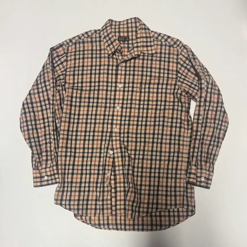 [BUNJANG] Daks Cotton Signature Long Sleeve Check Shirt M / 닥스 Daks 얇은 코튼 시그니처 긴팔 체크 셔츠 M