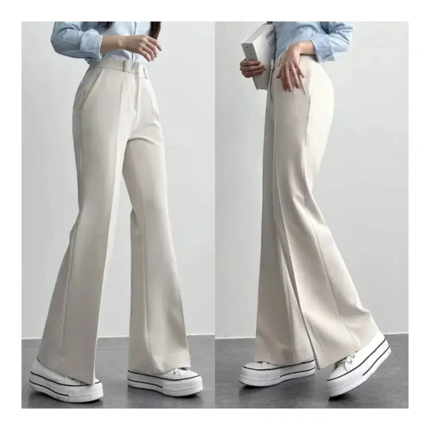[BUNJANG] M Size Bootcut Slacks - Ivory / [M 사이즈] 부츠컷 슬랙스
