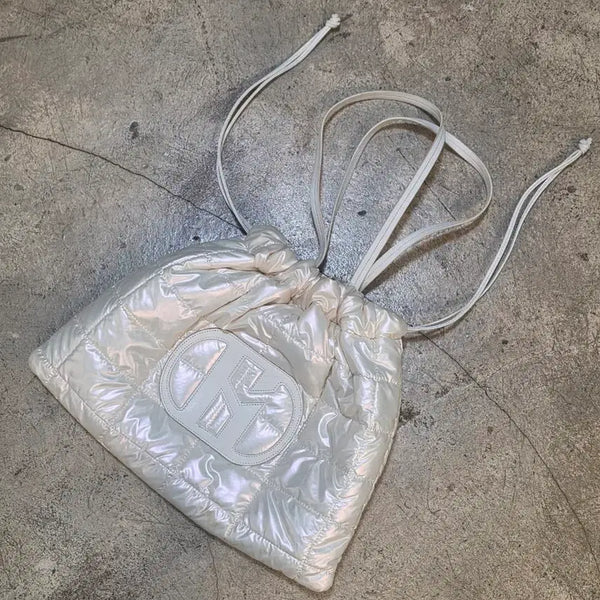 [BUNJANG] Hazzys Ivory Padded Shoulder Bag / 헤지스 아이보리 패딩 숄더백